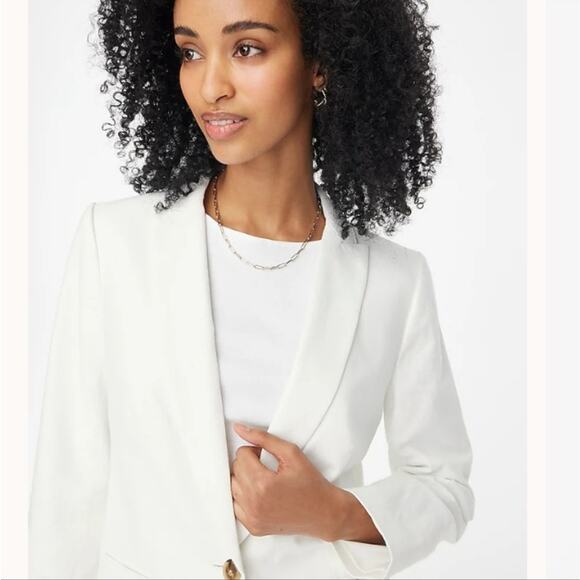NEW J. Crew Linen Blend One Button Women's White Blazer - Picture 3 of 12